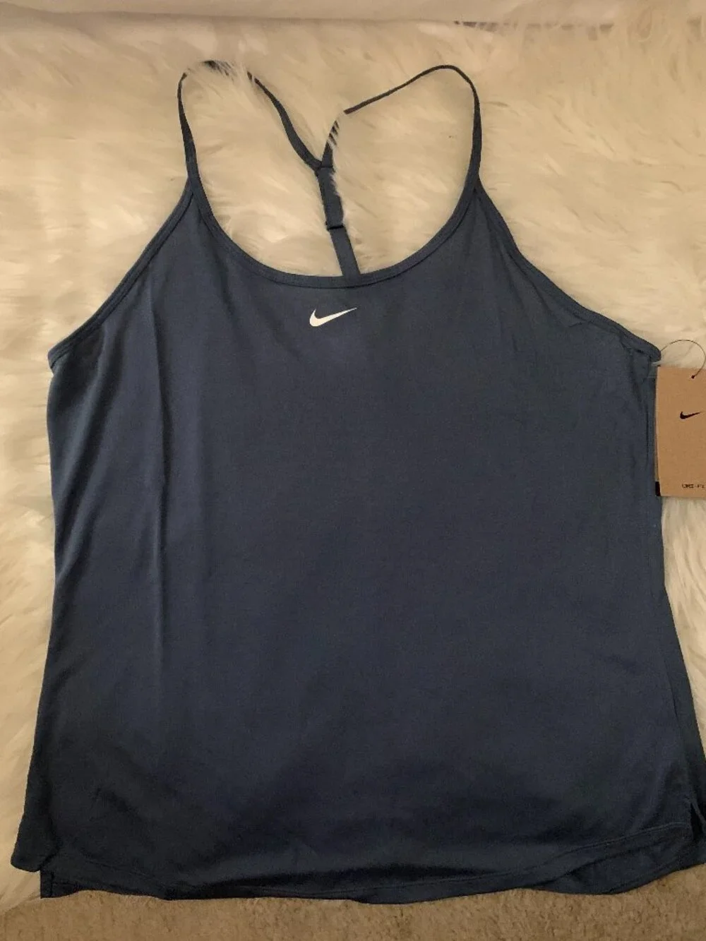 NIKE ONE Dri-Fit Training Elastika Tank Top in Dusty Blue Sz LARGE